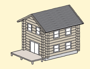 丸太組み構法総2階建て