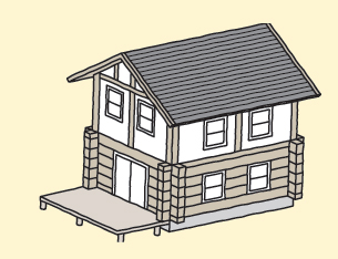 木造混構造2階建て